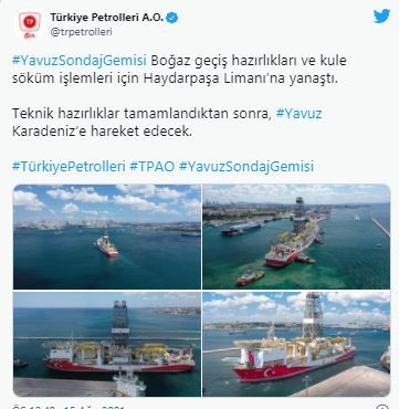Yavuz sondaj gemisi Karadeniz'e açılacak!